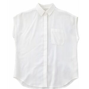 Banana Republic Shirt Womens XS White 100% Silk Short Sleeve Office Preppy